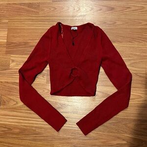 Garage Red Ribbed Top it ring